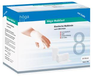 Höga-Mubilast,  8cm x 4m mit Cello, elastische Mullbinde, á 20 Stück